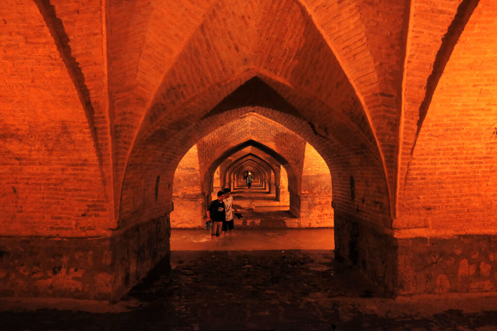 stone double-deck arch bridge in isfahan