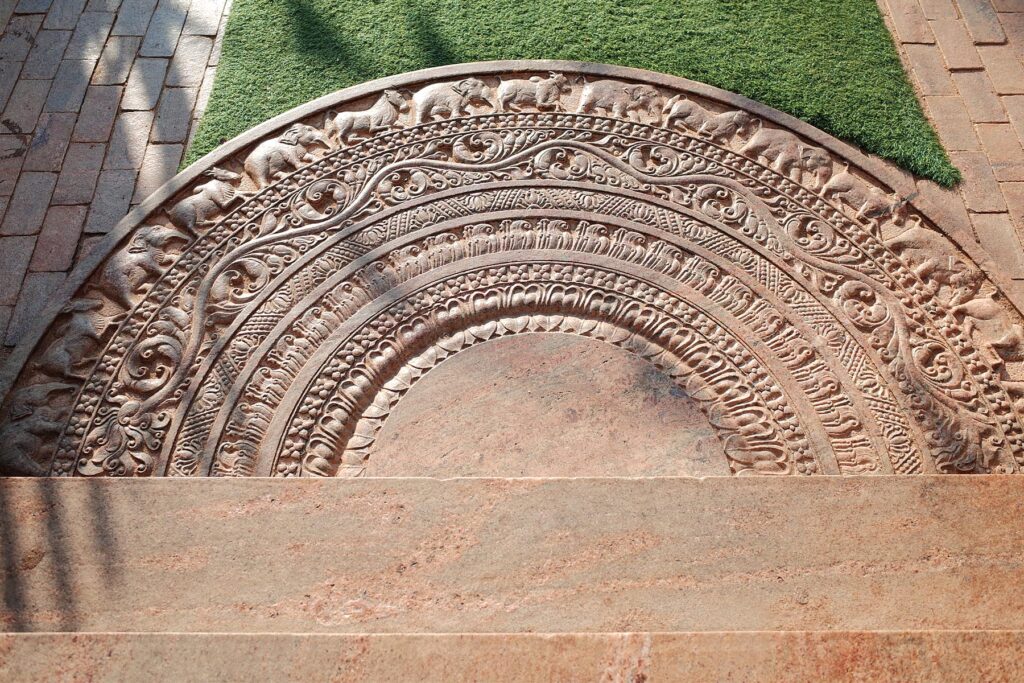 carved moonstone in jaya sri maha bodhi